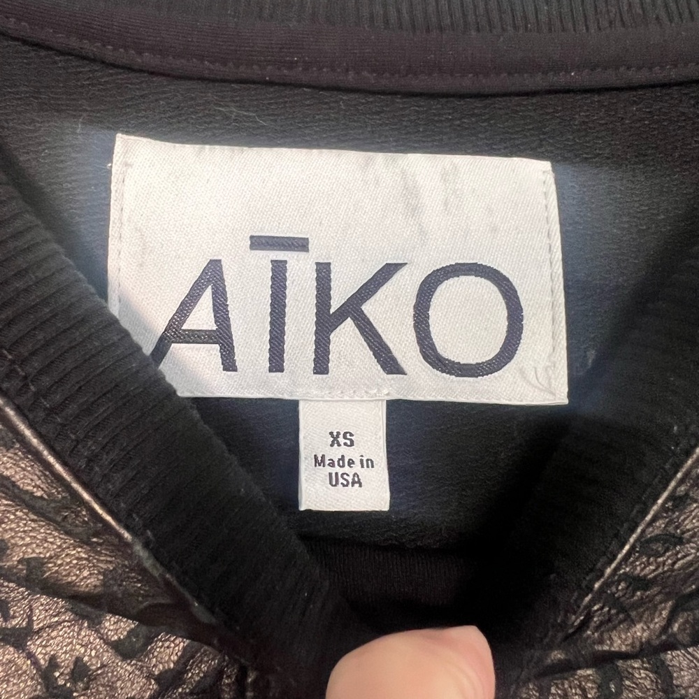 Aiko Black Python Embossed Leather Front Sweatshi… - image 3